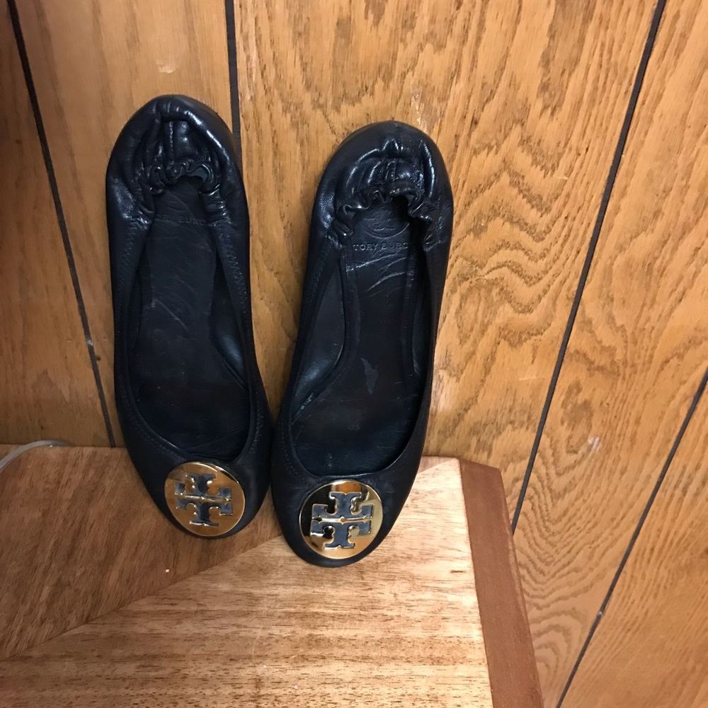 Tory Burch Reva Leather Ballet Flats 8-M Black - Picture 7 of 10